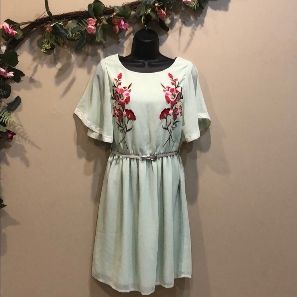 Modcloth Floral Belted Dress